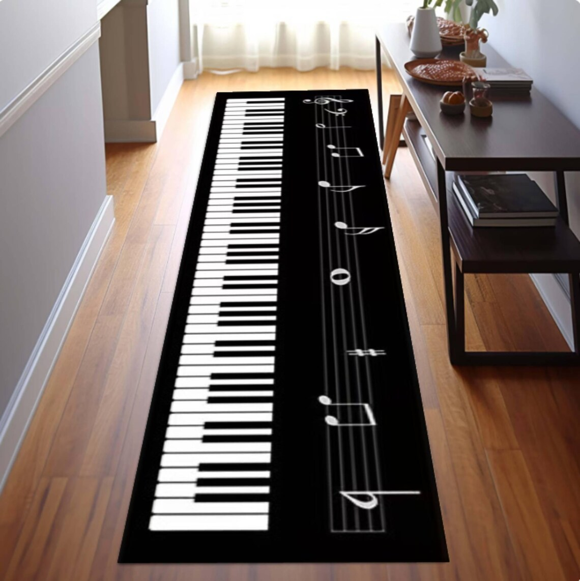 Kitchen Appliances White - Piano Keys Runner Rug Musical Notes