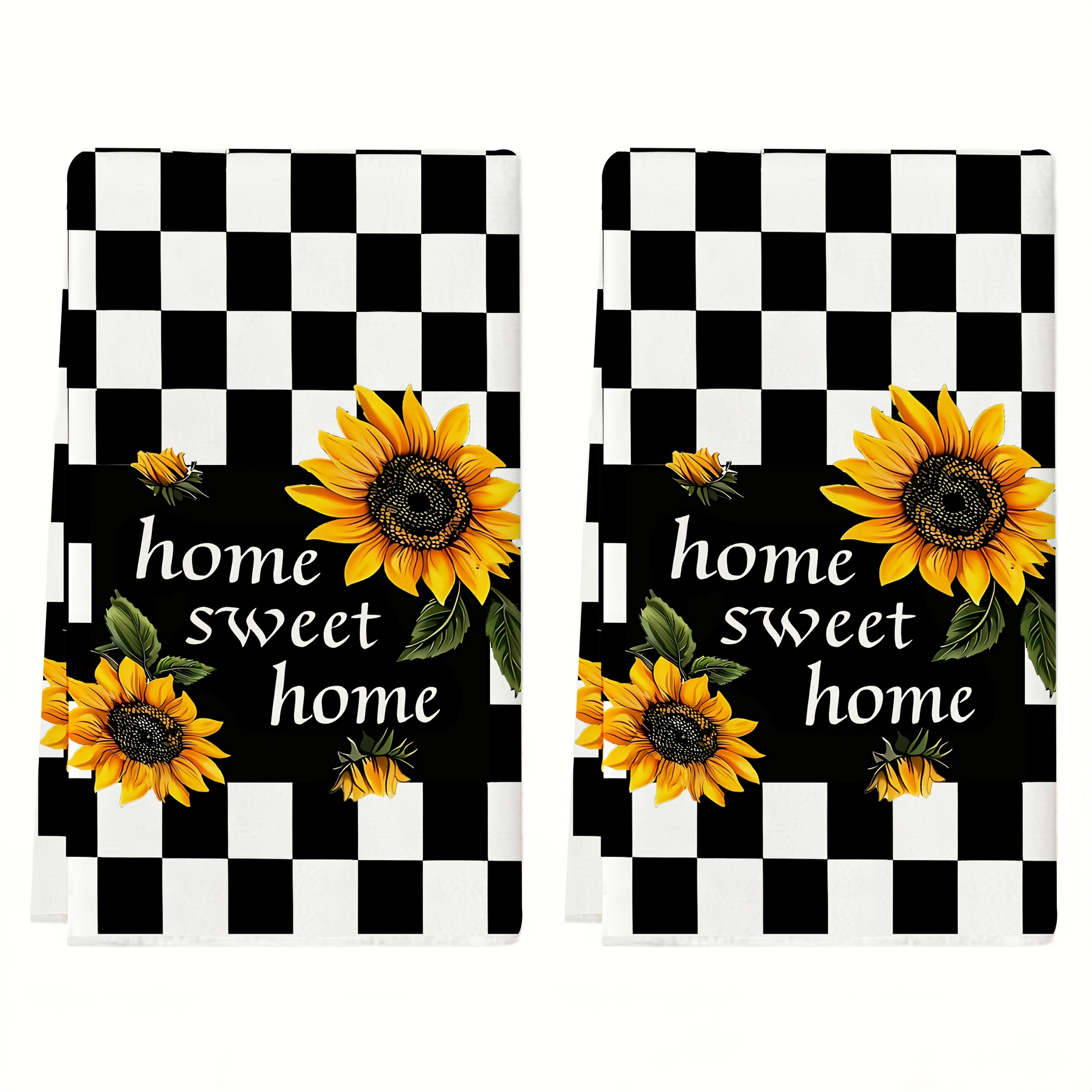 Kitchen Appliances White - 2-Pack Black and White Plaid Sunflower