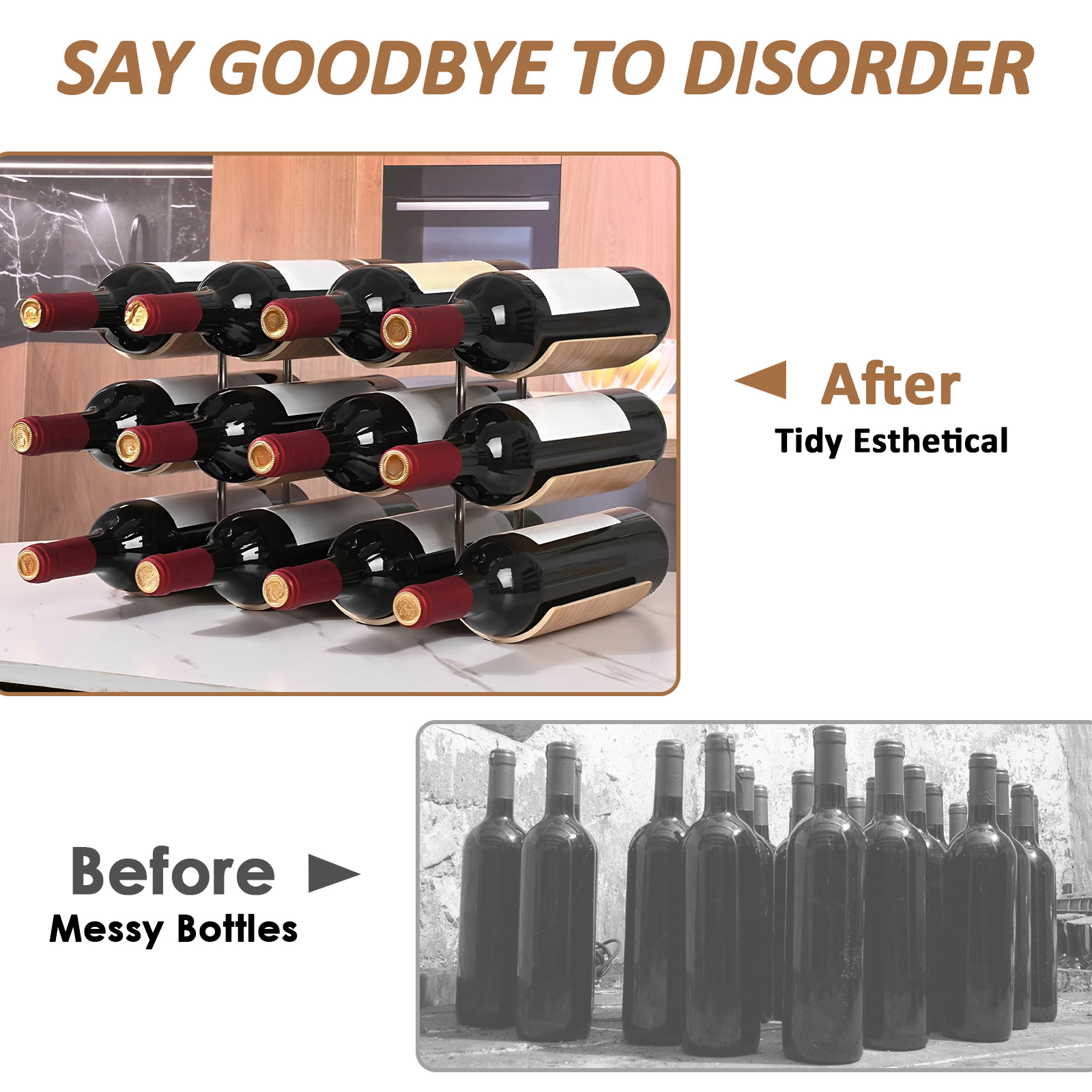 2/3-Tier Wooden Wine Rack Wavy – Kitchen Appliances Cabinet recenzja i cena