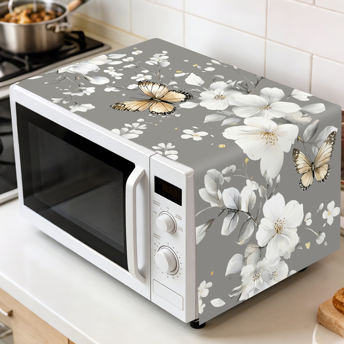1pc  White Flower Microwave Du – Kitchen Appliances White recenzja i cena